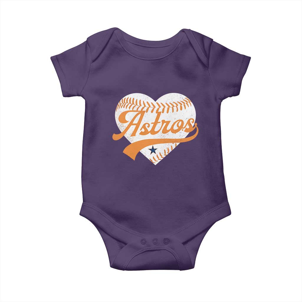 Retro Astro Script Name Baby Onesie Baseball Heart Vintage Sports Fans