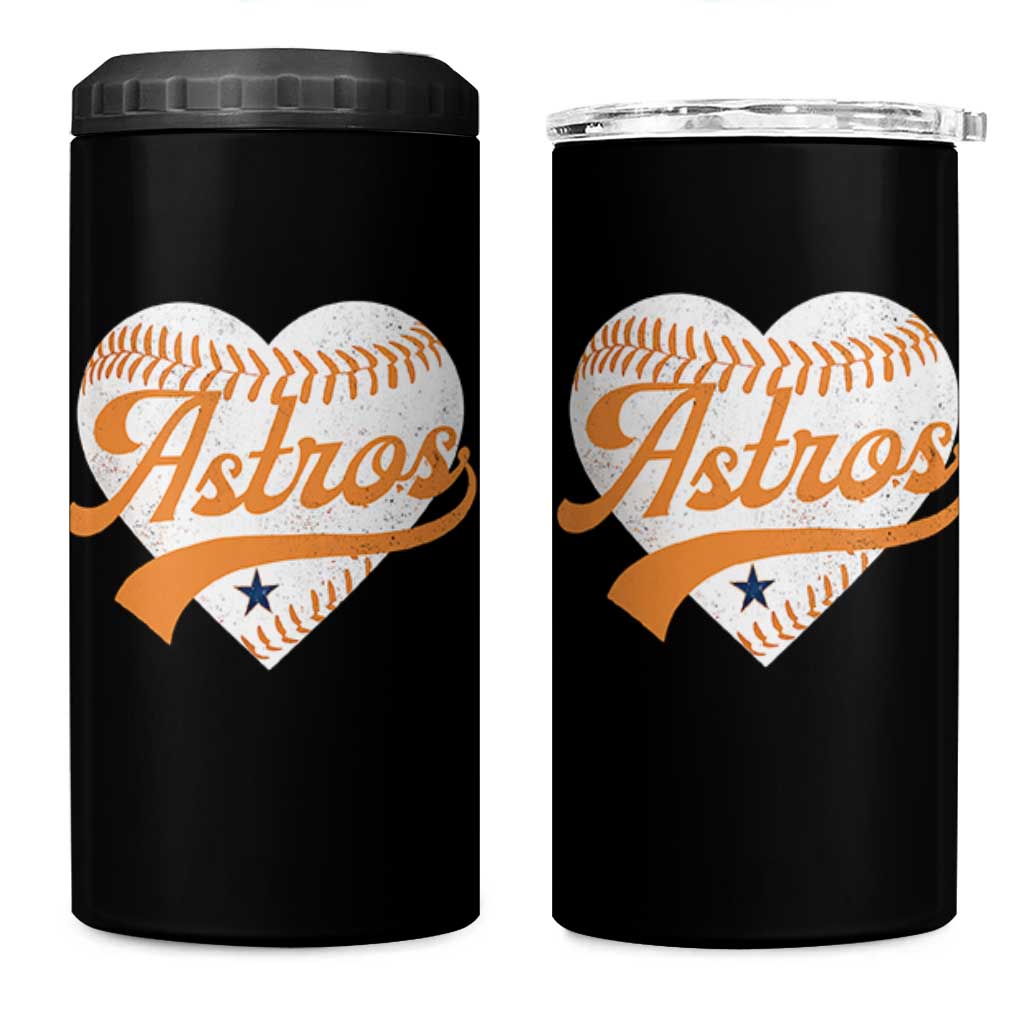 Retro Astro Script Name 4 in 1 Can Cooler Tumbler Baseball Heart Vintage Sports Fans