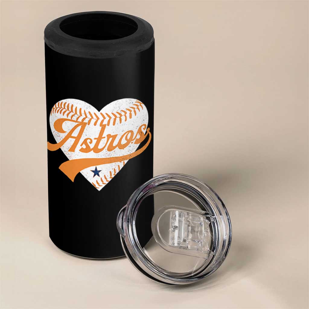 Retro Astro Script Name 4 in 1 Can Cooler Tumbler Baseball Heart Vintage Sports Fans