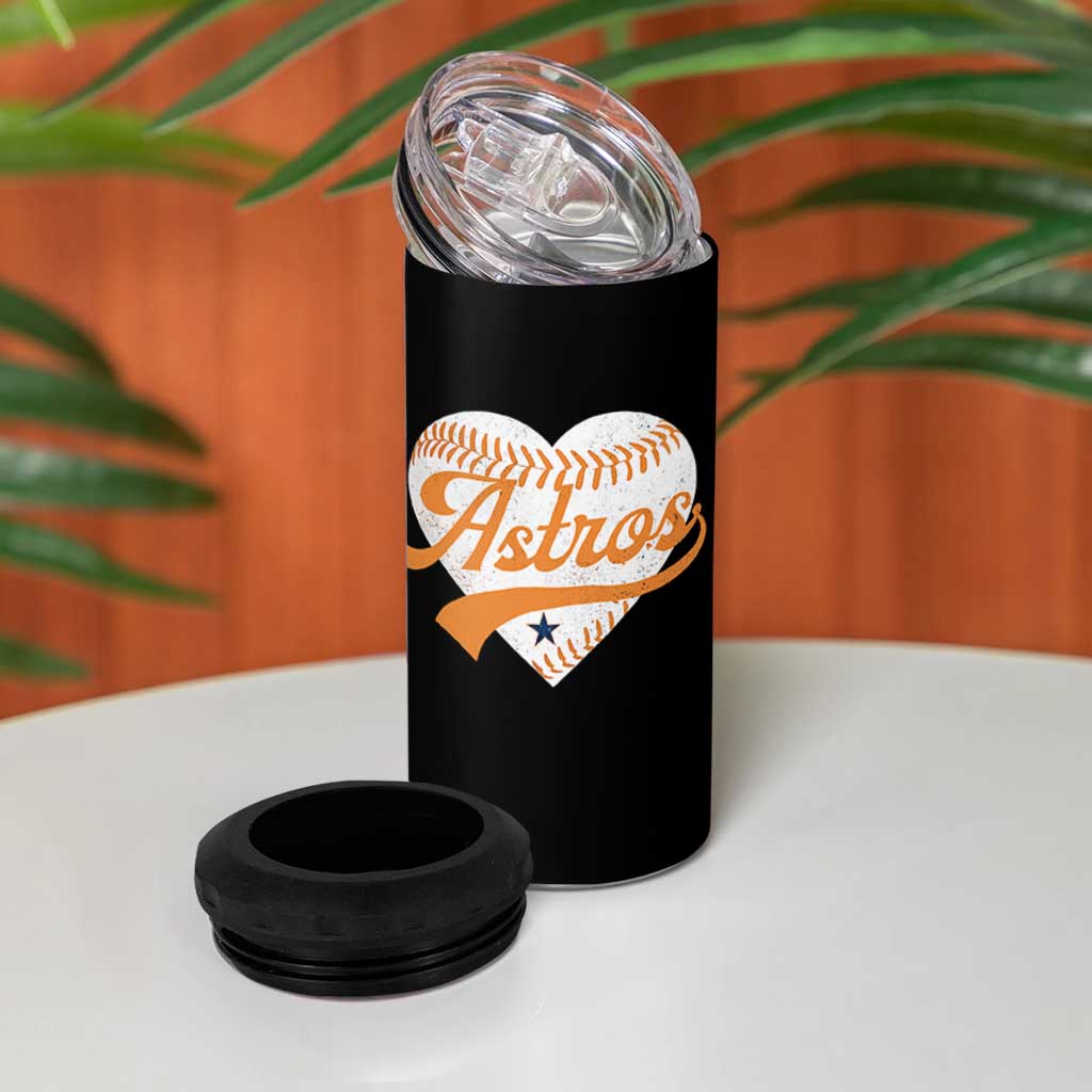 Retro Astro Script Name 4 in 1 Can Cooler Tumbler Baseball Heart Vintage Sports Fans