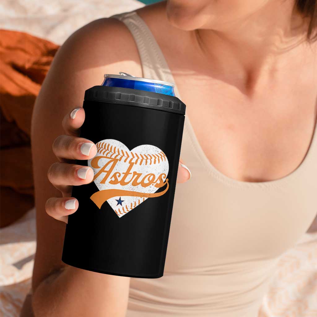 Retro Astro Script Name 4 in 1 Can Cooler Tumbler Baseball Heart Vintage Sports Fans