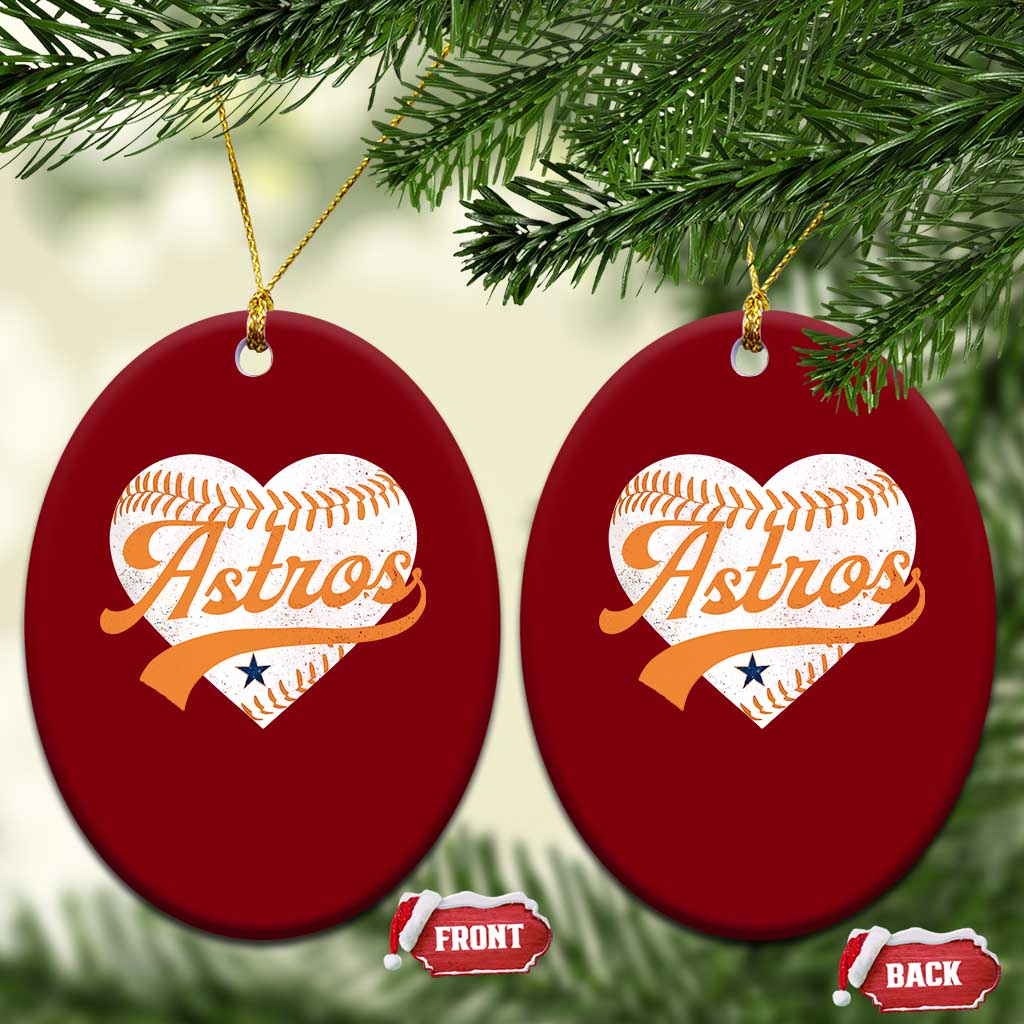 Retro Astro Script Name Ceramic Ornament Baseball Heart Vintage Sports Fans