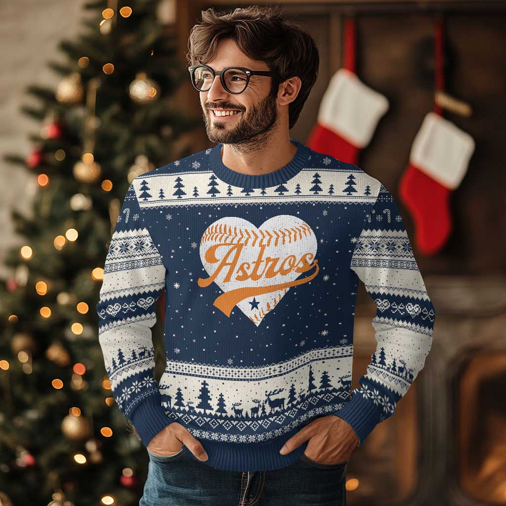 Retro Astro Script Name Ugly Christmas Sweater Baseball Heart Vintage Sports Fans