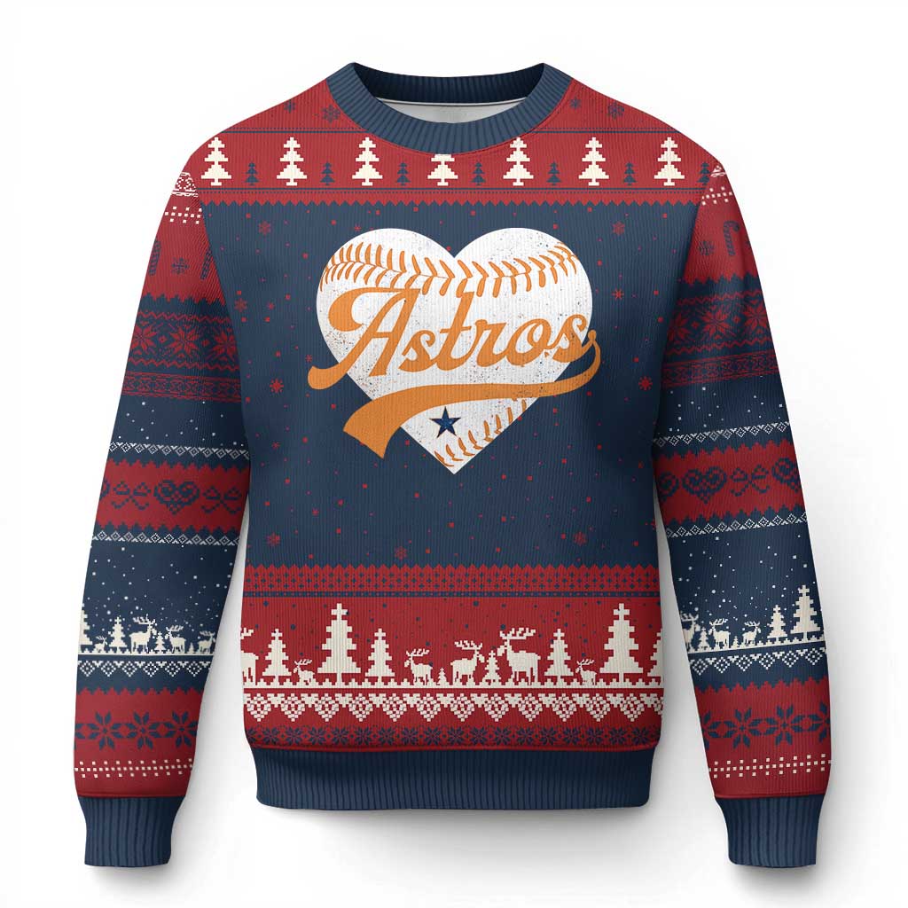 Retro Astro Script Name Ugly Christmas Sweater Baseball Heart Vintage Sports Fans