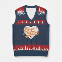 Retro Astro Script Name V-Neck Knit Sweater Vest Baseball Heart Vintage Sports Fans