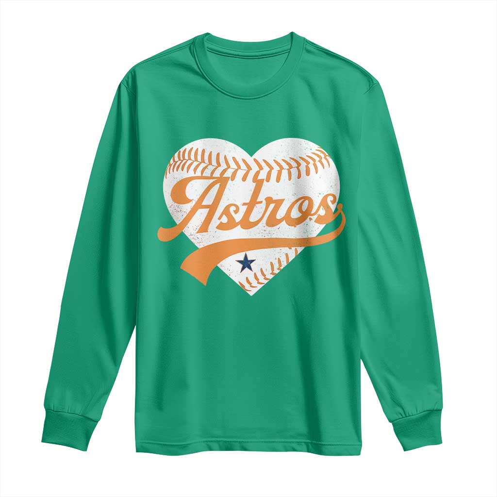 Retro Astro Script Name Long Sleeve Shirt Baseball Heart Vintage Sports Fans