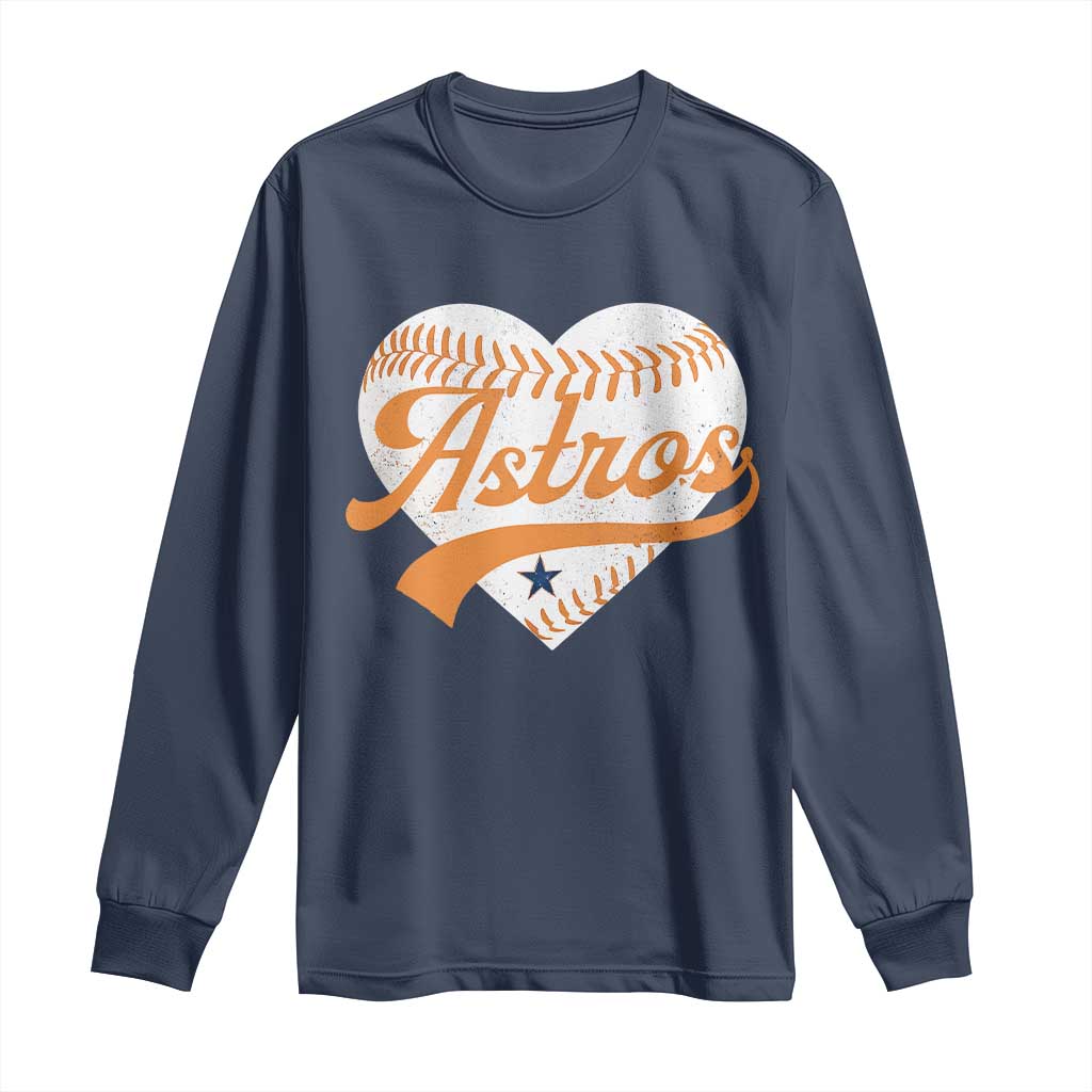 Retro Astro Script Name Long Sleeve Shirt Baseball Heart Vintage Sports Fans