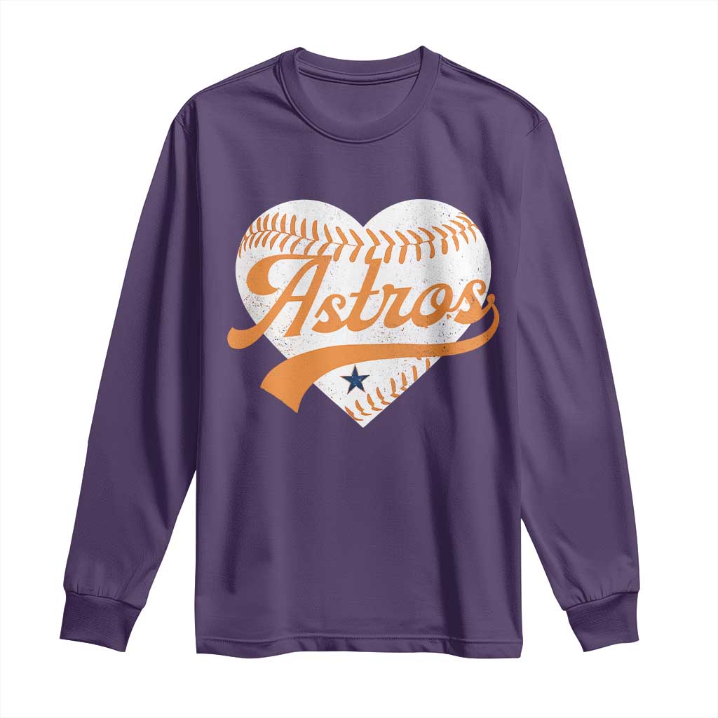 Retro Astro Script Name Long Sleeve Shirt Baseball Heart Vintage Sports Fans