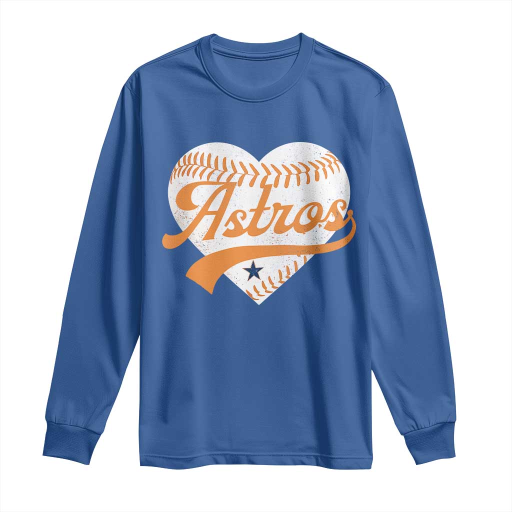 Retro Astro Script Name Long Sleeve Shirt Baseball Heart Vintage Sports Fans