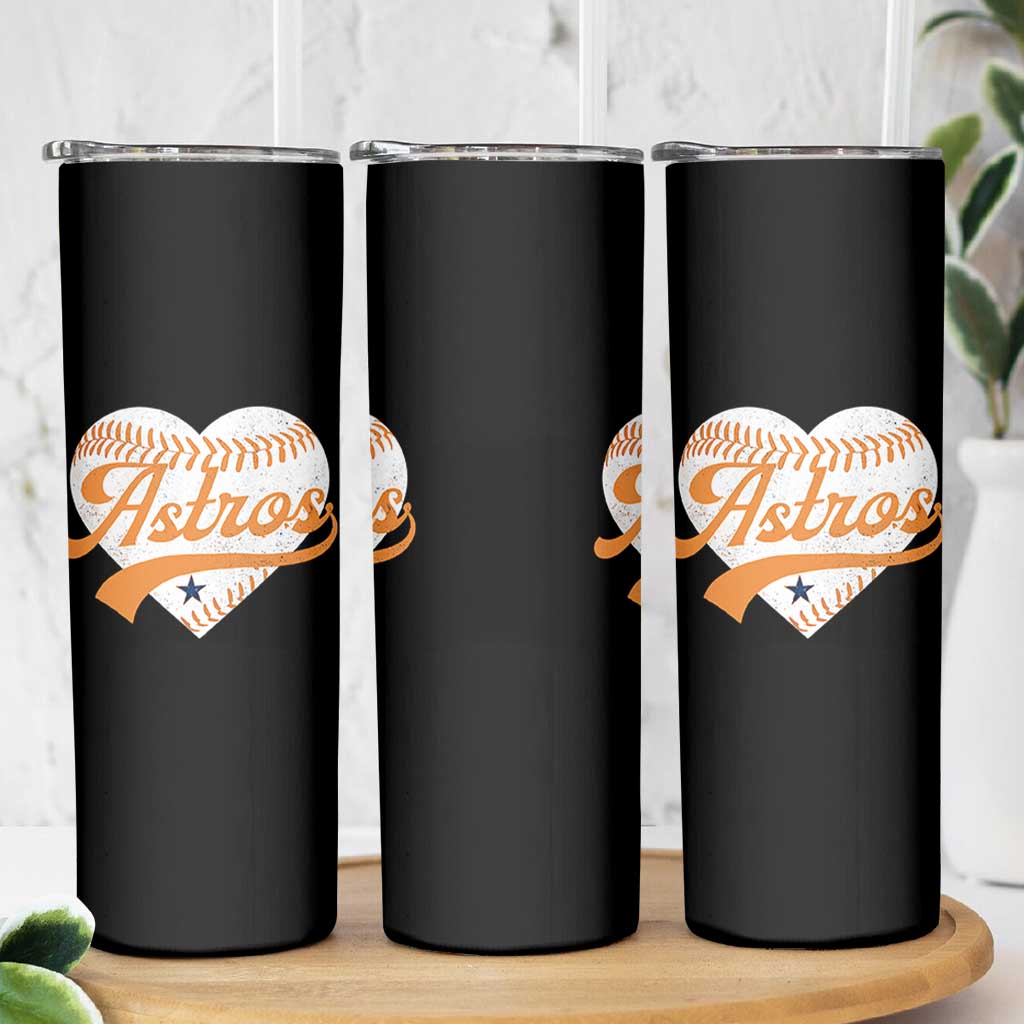 Retro Astro Script Name Skinny Tumbler Baseball Heart Vintage Sports Fans