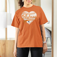Retro Astro Script Name T Shirt For Women Baseball Heart Vintage Sports Fans