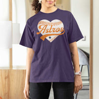 Retro Astro Script Name T Shirt For Women Baseball Heart Vintage Sports Fans