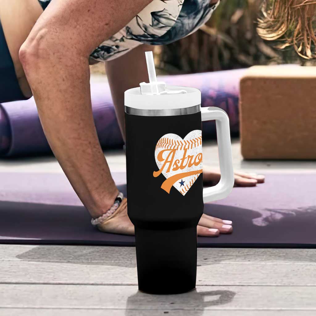 Retro Astro Script Name Tumbler With Handle Baseball Heart Vintage Sports Fans