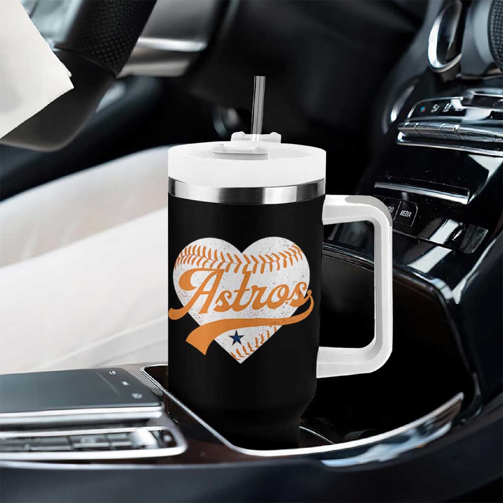Retro Astro Script Name Tumbler With Handle Baseball Heart Vintage Sports Fans