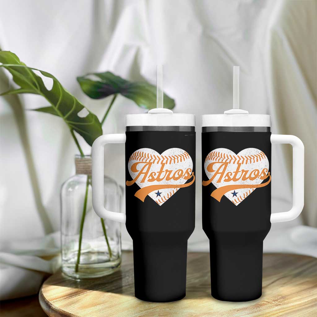 Retro Astro Script Name Tumbler With Handle Baseball Heart Vintage Sports Fans