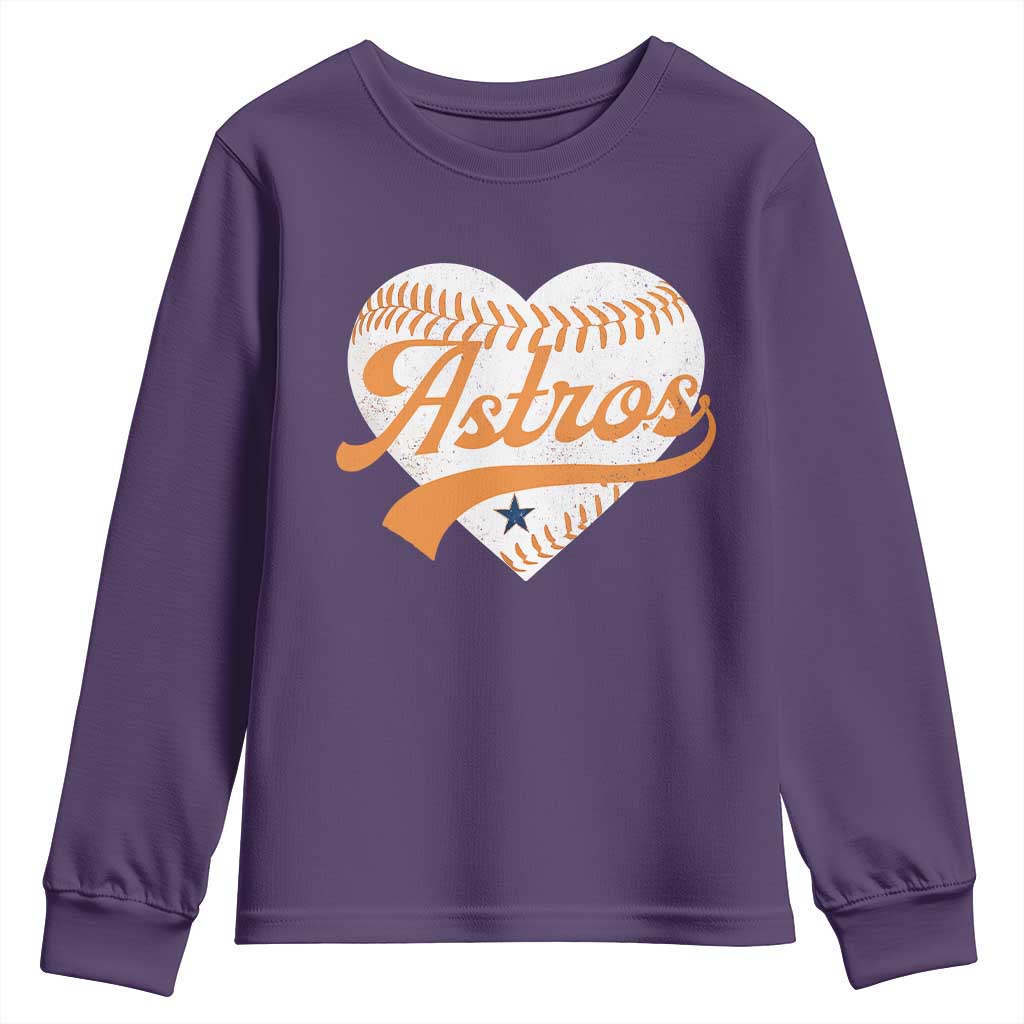 Retro Astro Script Name Youth Sweatshirt Baseball Heart Vintage Sports Fans