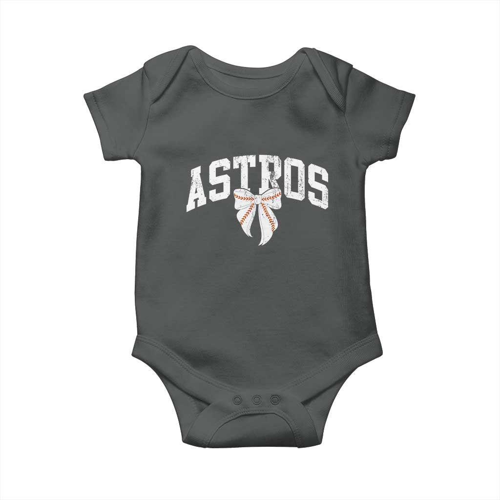 Retro Astro Varsity Name Baby Onesie Baseball Coquette Bow