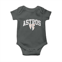 Retro Astro Varsity Name Baby Onesie Baseball Coquette Bow