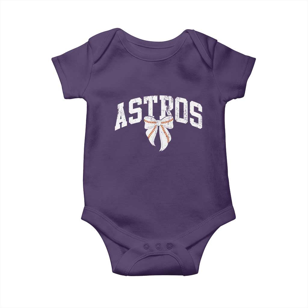 Retro Astro Varsity Name Baby Onesie Baseball Coquette Bow