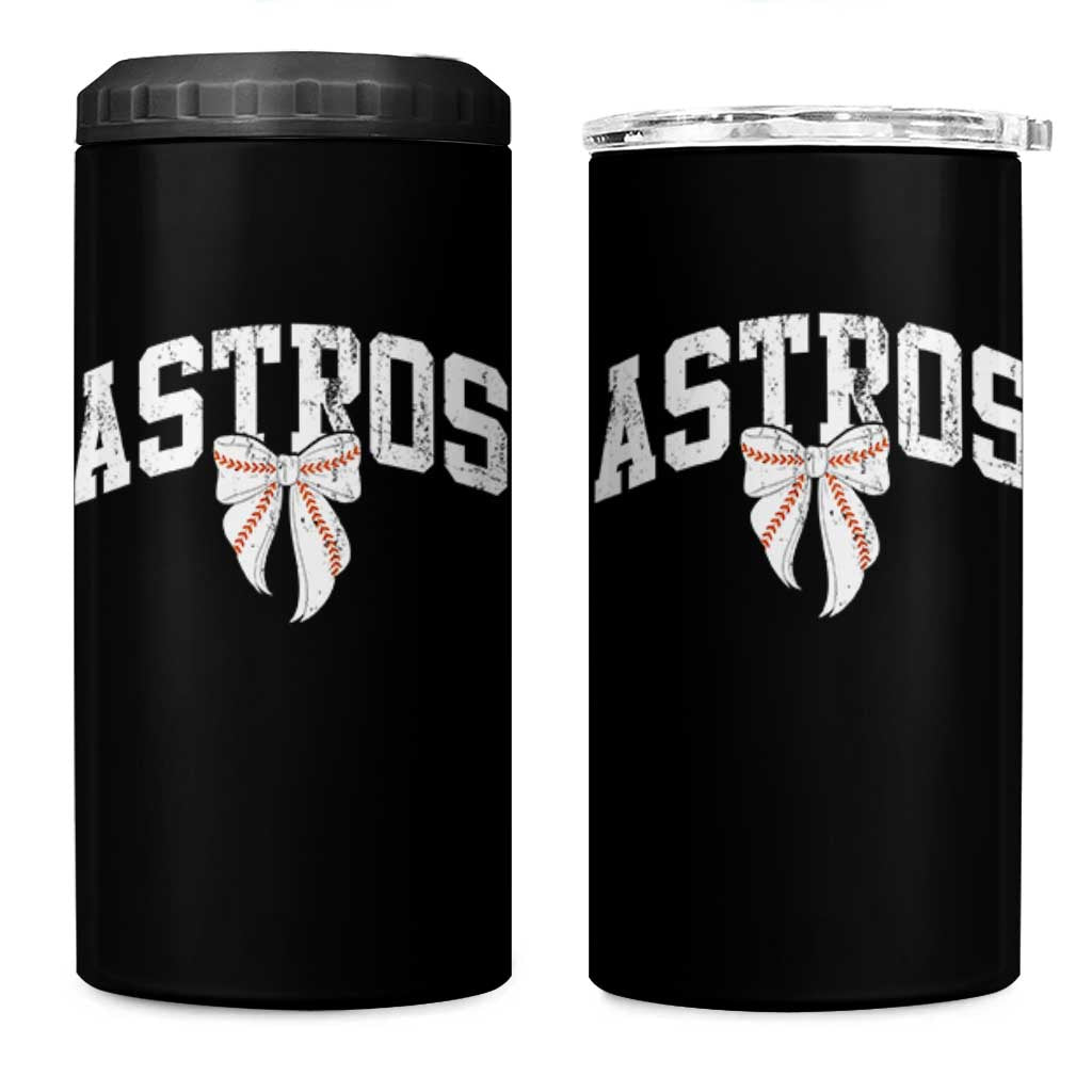 Retro Astro Varsity Name 4 in 1 Can Cooler Tumbler Baseball Coquette Bow