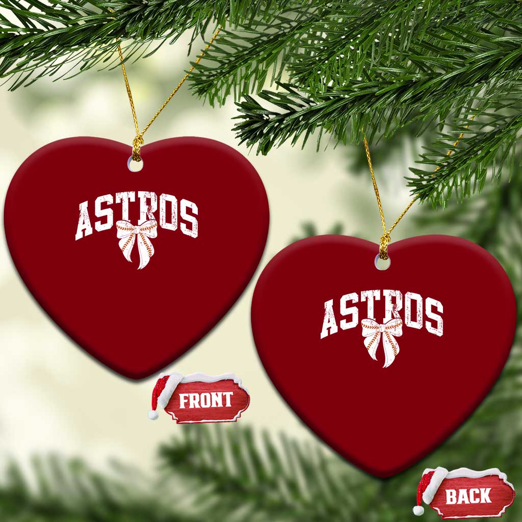 Retro Astro Varsity Name Ceramic Ornament Baseball Coquette Bow