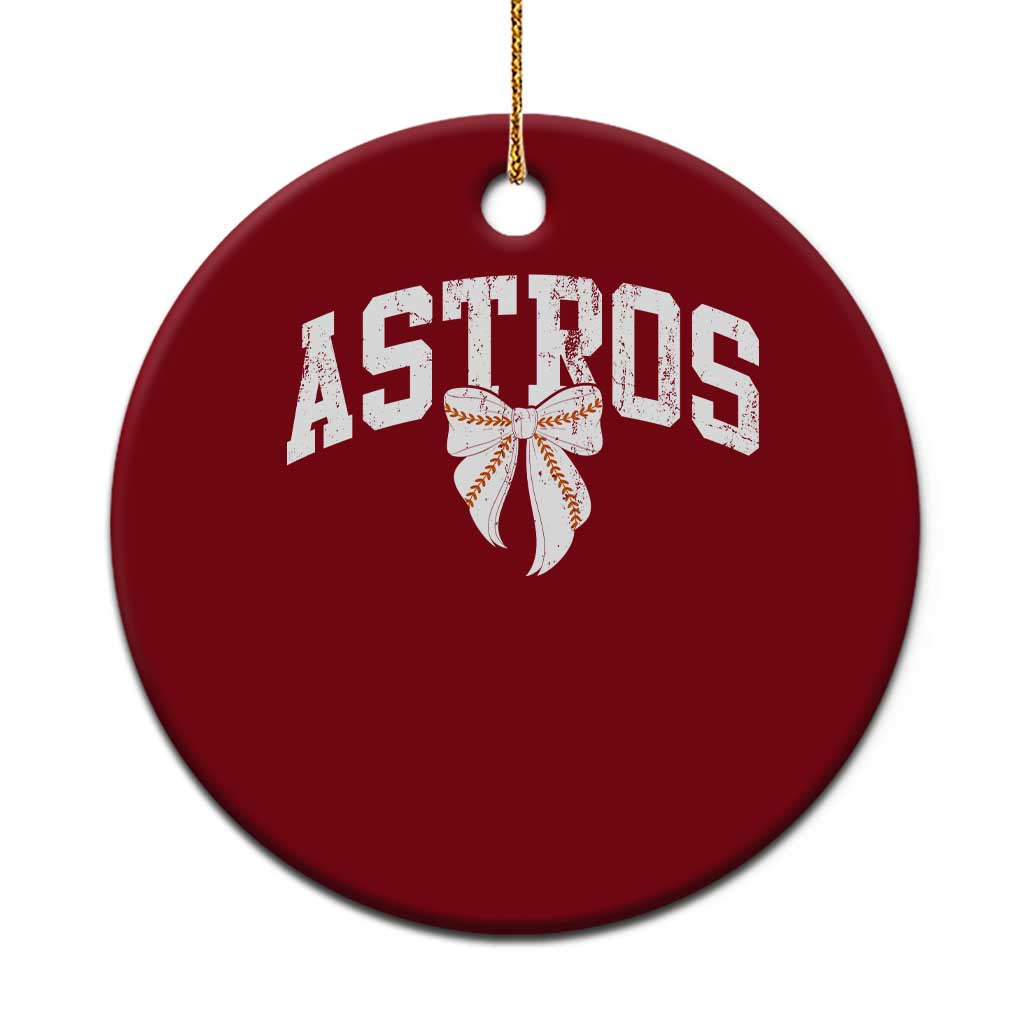 Retro Astro Varsity Name Ceramic Ornament Baseball Coquette Bow