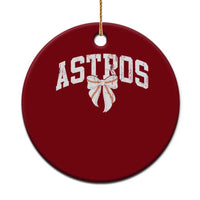 Retro Astro Varsity Name Ceramic Ornament Baseball Coquette Bow