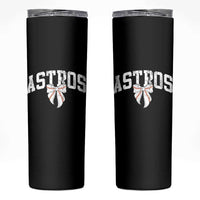 Retro Astro Varsity Name Skinny Tumbler Baseball Coquette Bow