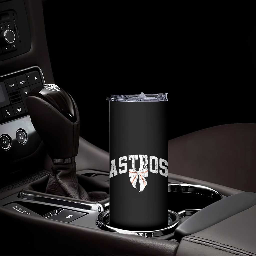 Retro Astro Varsity Name Skinny Tumbler Baseball Coquette Bow