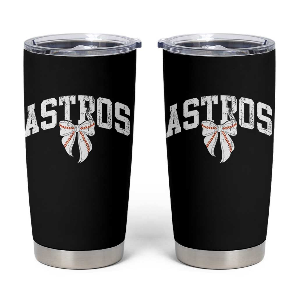 Retro Astro Varsity Name Tumbler Cup Baseball Coquette Bow