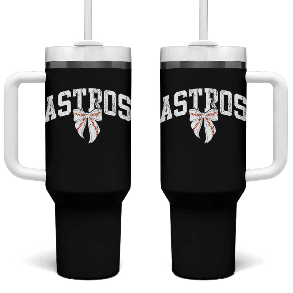 Retro Astro Varsity Name Tumbler With Handle Baseball Coquette Bow