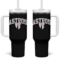 Retro Astro Varsity Name Tumbler With Handle Baseball Coquette Bow