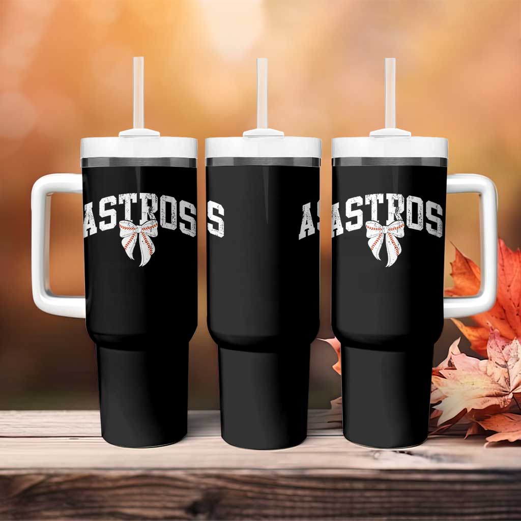 Retro Astro Varsity Name Tumbler With Handle Baseball Coquette Bow