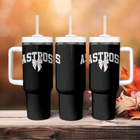 Retro Astro Varsity Name Tumbler With Handle Baseball Coquette Bow