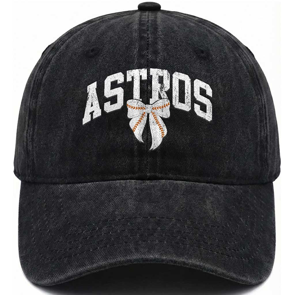 Retro Astro Varsity Name Washed Cotton Baseball Cap Baseball Coquette Bow