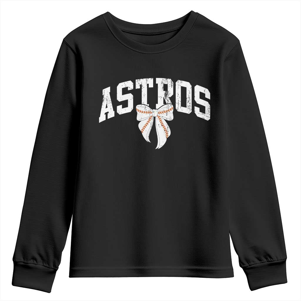 Retro Astro Varsity Name Youth Sweatshirt Baseball Coquette Bow