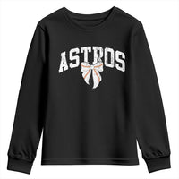 Retro Astro Varsity Name Youth Sweatshirt Baseball Coquette Bow