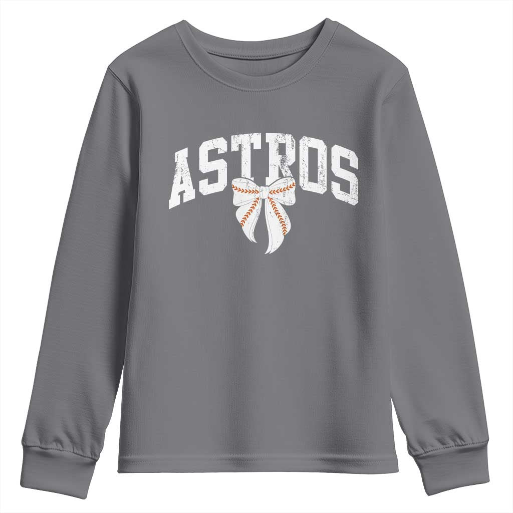 Retro Astro Varsity Name Youth Sweatshirt Baseball Coquette Bow