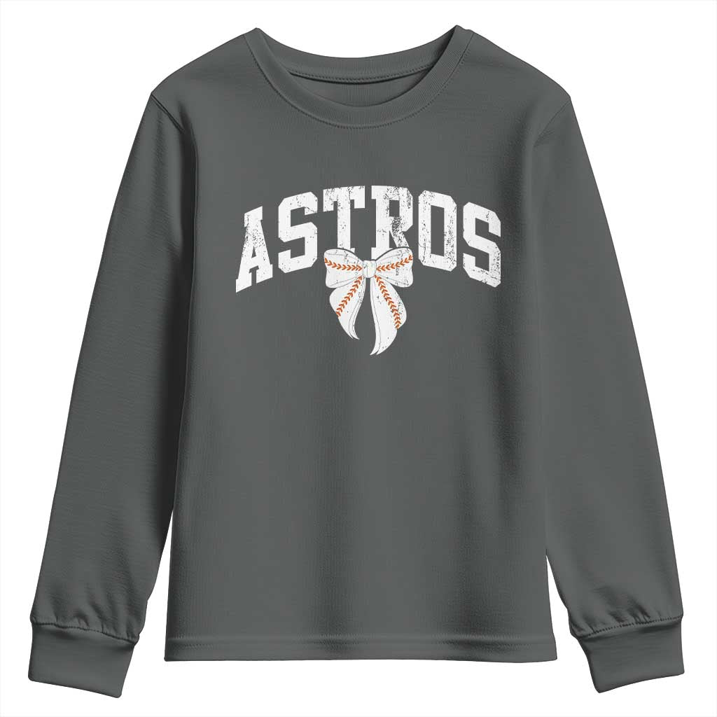 Retro Astro Varsity Name Youth Sweatshirt Baseball Coquette Bow