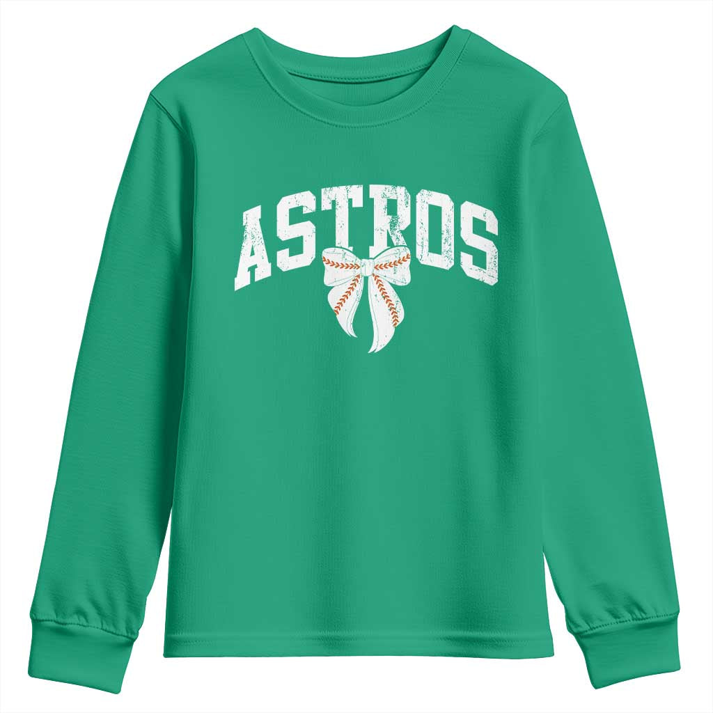 Retro Astro Varsity Name Youth Sweatshirt Baseball Coquette Bow