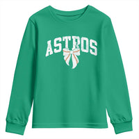 Retro Astro Varsity Name Youth Sweatshirt Baseball Coquette Bow