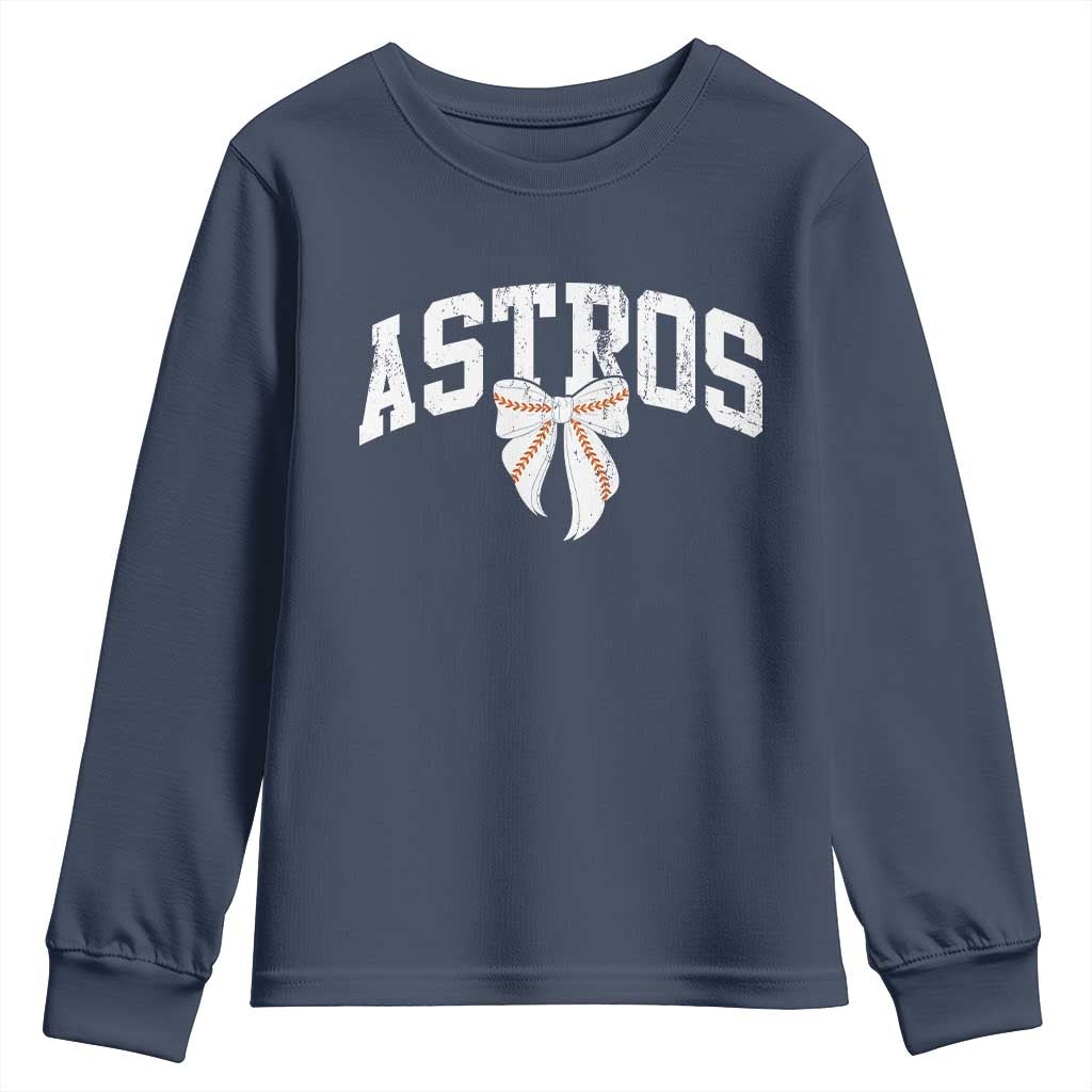 Retro Astro Varsity Name Youth Sweatshirt Baseball Coquette Bow