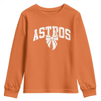 Retro Astro Varsity Name Youth Sweatshirt Baseball Coquette Bow