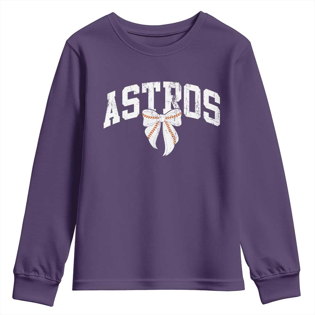 Retro Astro Varsity Name Youth Sweatshirt Baseball Coquette Bow