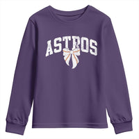 Retro Astro Varsity Name Youth Sweatshirt Baseball Coquette Bow