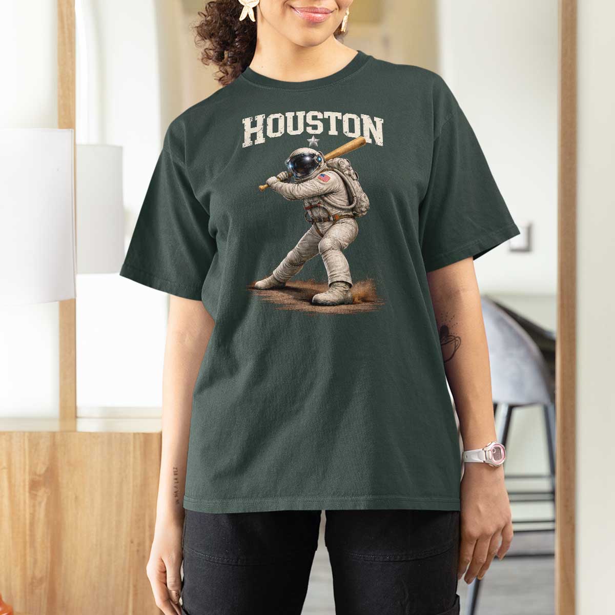 Houston Astronaut Baseball Player T Shirt For Women Clutch City