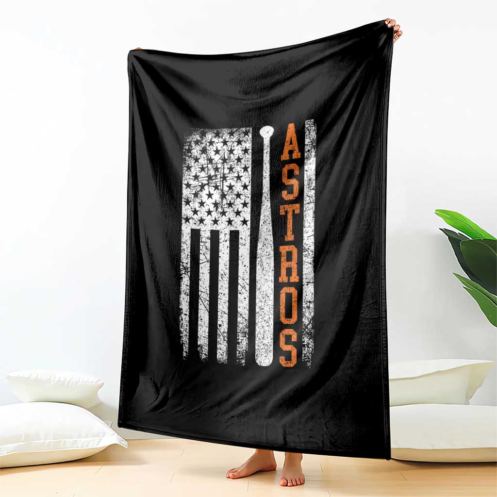 Vintage Astro Throw Blanket Last Name Baseball American Flag Retro Style 70s 80s 90s