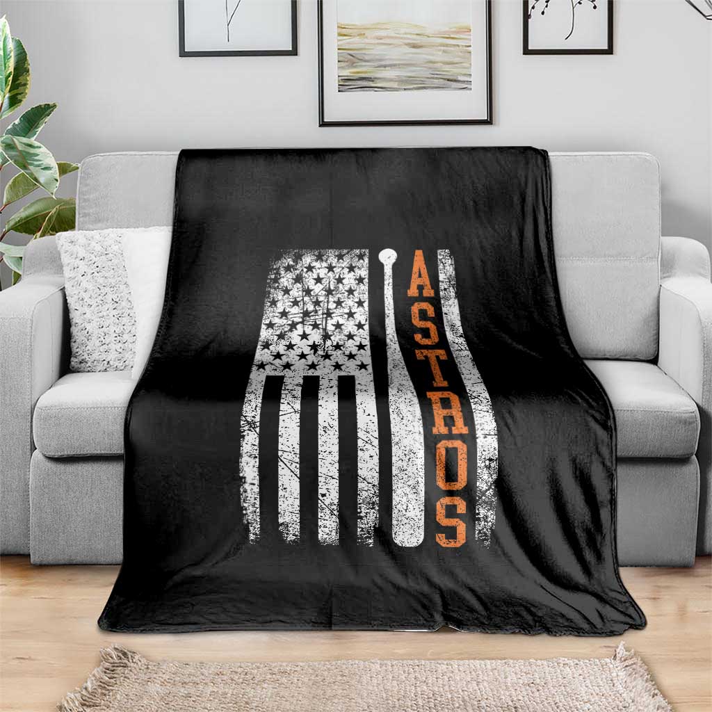 Vintage Astro Throw Blanket Last Name Baseball American Flag Retro Style 70s 80s 90s