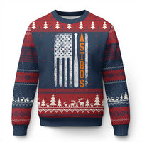 Vintage Astro Ugly Christmas Sweater Last Name Baseball American Flag Retro Style 70s 80s 90s