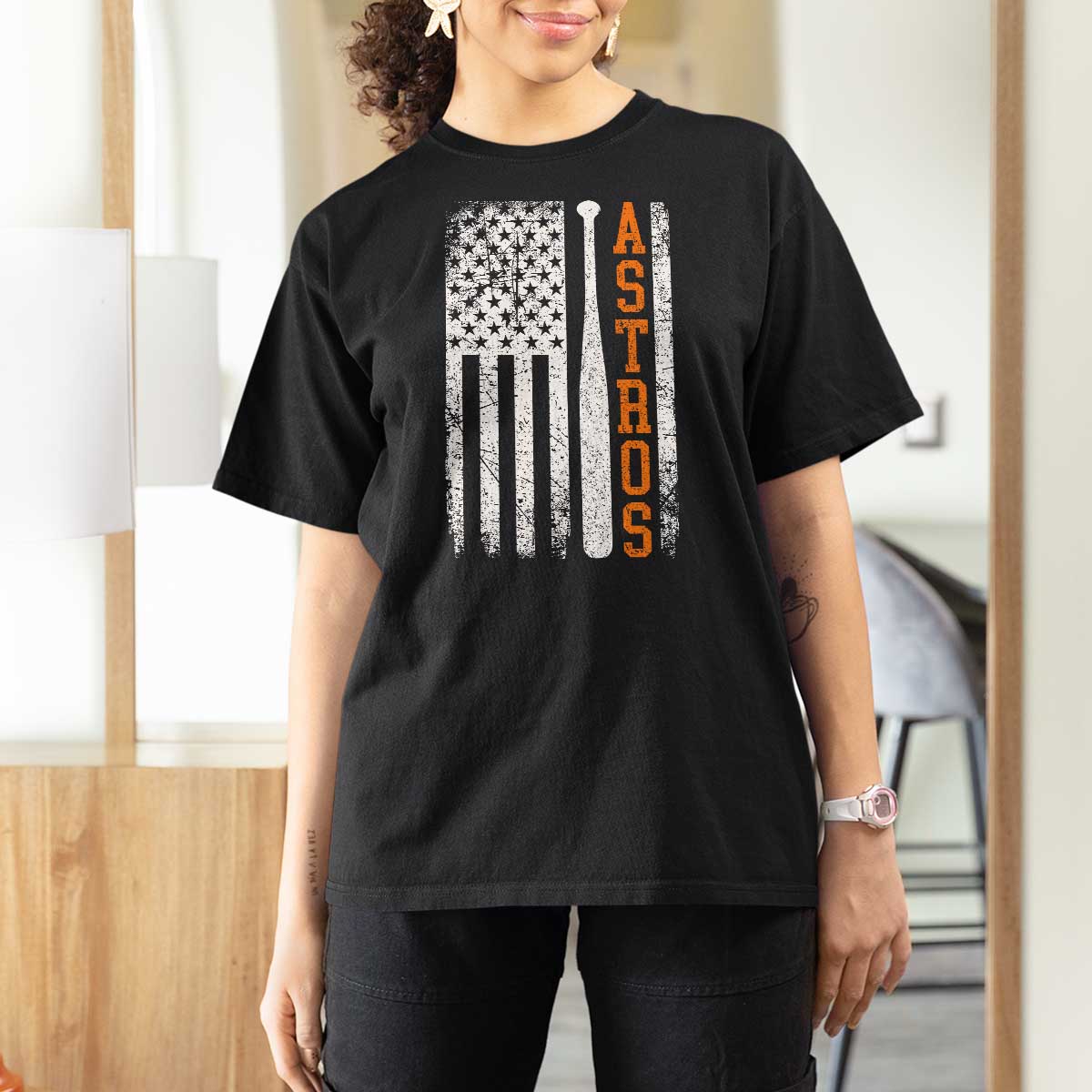 Vintage Astro T Shirt For Women Last Name Baseball American Flag Retro Style 70s 80s 90s